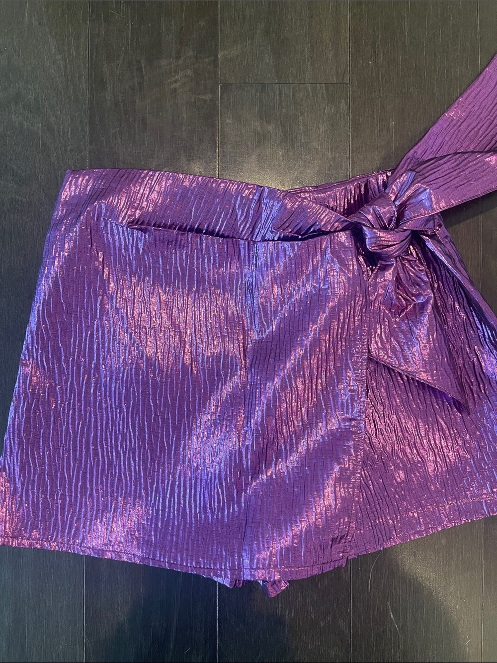 Shimmery Purple Metallic Wrap Skort